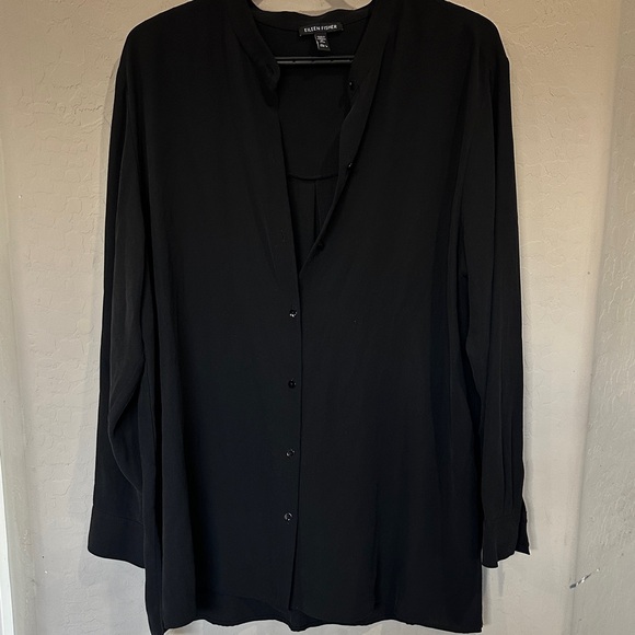 Eileen Fisher Classic Black Blouse - Picture 2 of 4